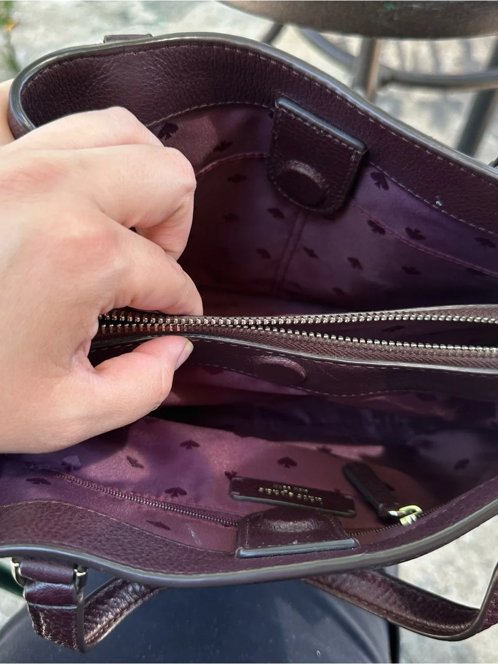 kate spade Pebbled Leather Tote in Plum